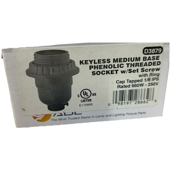 5 Lot Assorted ADL Sunlite Black Phenolic Keyless Threaded Lamp Socket 660W 250V - Picture 12 of 12